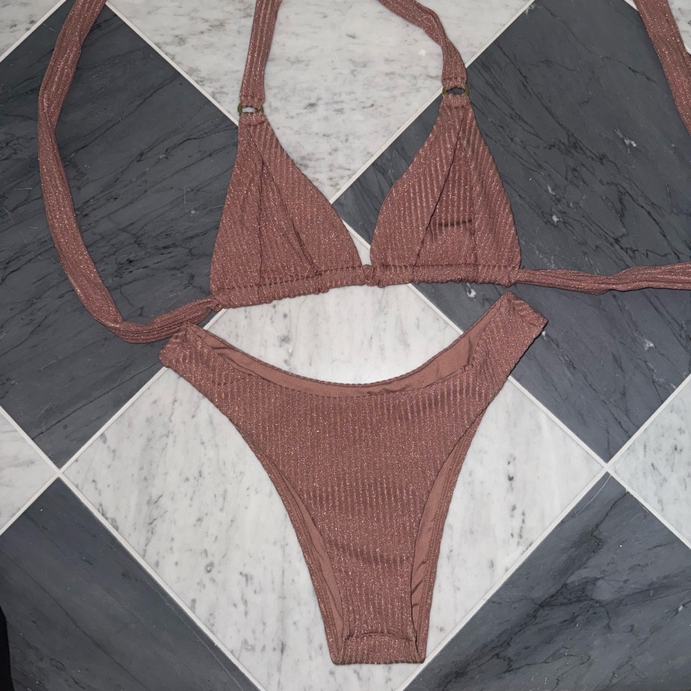 MONDAY swimwear Morocco top and Byron bottom MAUVE sparkle